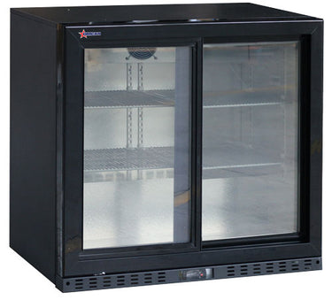 Omcan BB-CN-230S 35" 2 Sliding Door Glass Back Bar Refrigerator