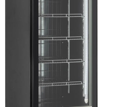 26" GLASS DOOR FREEZER ALL BLACK FULL GLASS DOOR