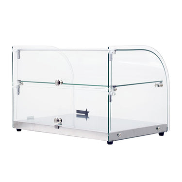 Omcan 44372 2 Tray Curved Glass Bakery Display Case With Rear Door