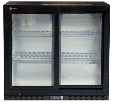 Omcan BB-CN-230S 35" 2 Sliding Door Glass Back Bar Refrigerator