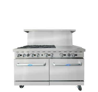 Cook Rite AGR-6B24GR — 60″ Gas Range with Six (6) Open Burners & 24″ Griddle