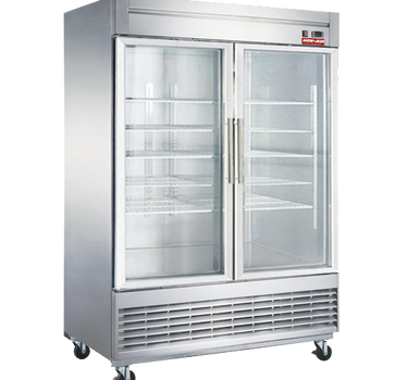 55" DOUBLE STAINLESS STEEL GLASS DOOR FREEZER