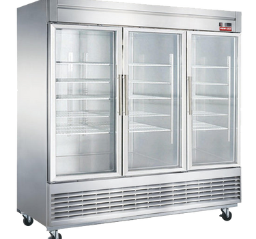83" SINGLE STAINLESS STEEL GLASS DOOR REFRIGERATOR