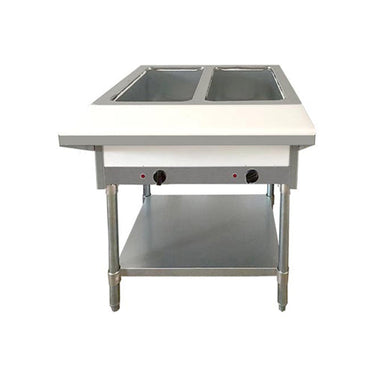 Omcan FW-CN-0002-NG 2 Pan Natural Gas Hot Food Table with Cutting Board