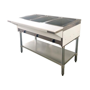 Omcan FW-CN-0003-NG 3 Pan Natural Gas Hot Food Table with Cutting Board