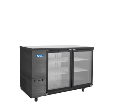 Atosa SBB59GGRAUS2 — 59″ Black Shallow Depth Back Bar Cooler with Glass Doors