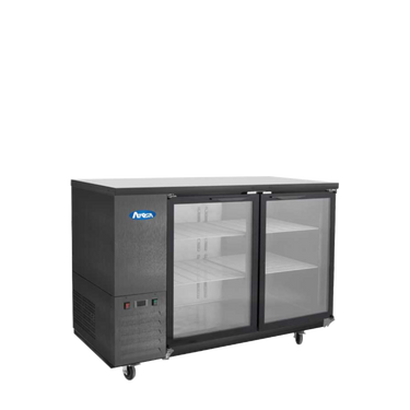 Atosa SBB59GGRAUS2 — 59″ Black Shallow Depth Back Bar Cooler with Glass Doors