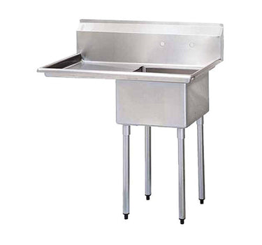 Thorinox TSS-1821-L18 18" x 21" Corner Drain One Compartment Sink With Left Drain Board