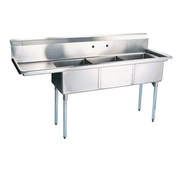 Thorinox TTS-1818-L18 TRIPLE SINK 18" x 18" WITH LEFT DRAINBOA