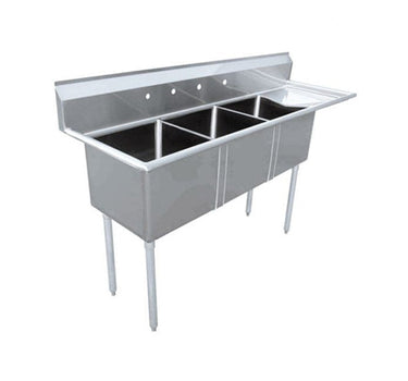 Thorinox TTS-2424-R24 Triple 24″ x 24″ sink with right drainboard