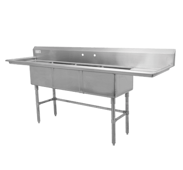 Thorinox TTS-1818-R18 TRIPLE SINK 18" x 18" WITH LEFT DRAINBOA