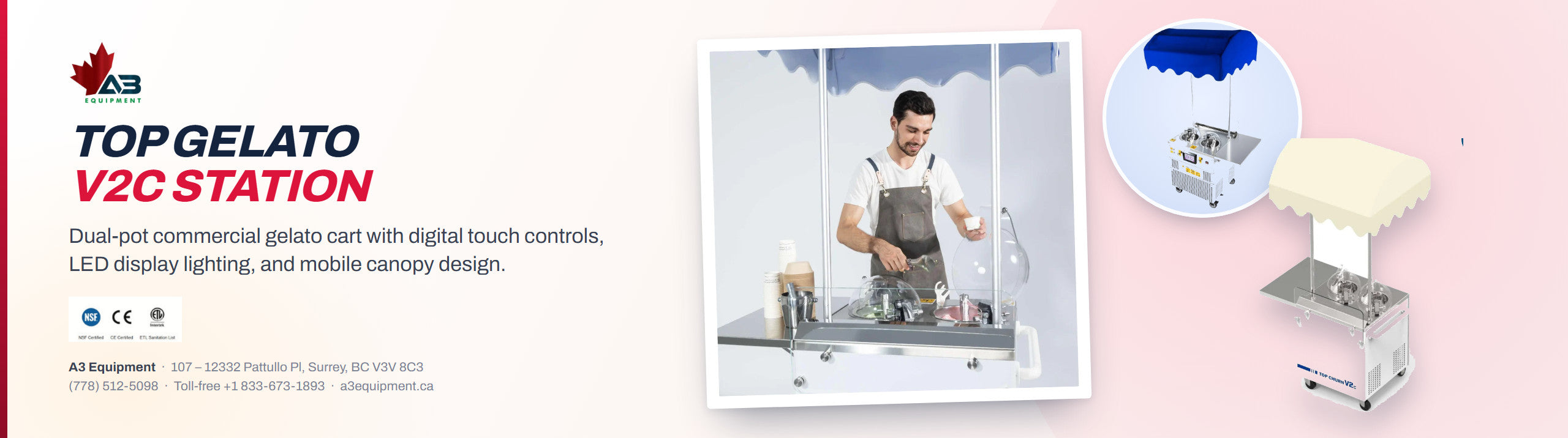 Commercial gelato and ice cream display cart at A3 Equipment
