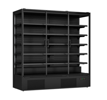 New Air - 74" Black Refrigerated Merchandiser w/ 3 Glass Swing Doors - NMD-74-3H