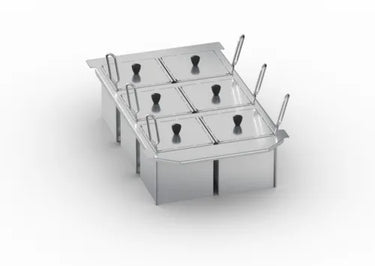 Rational 60.75.306 Portion Basket Kit includes (6) 1/6 GN solid baskets with lids and frame